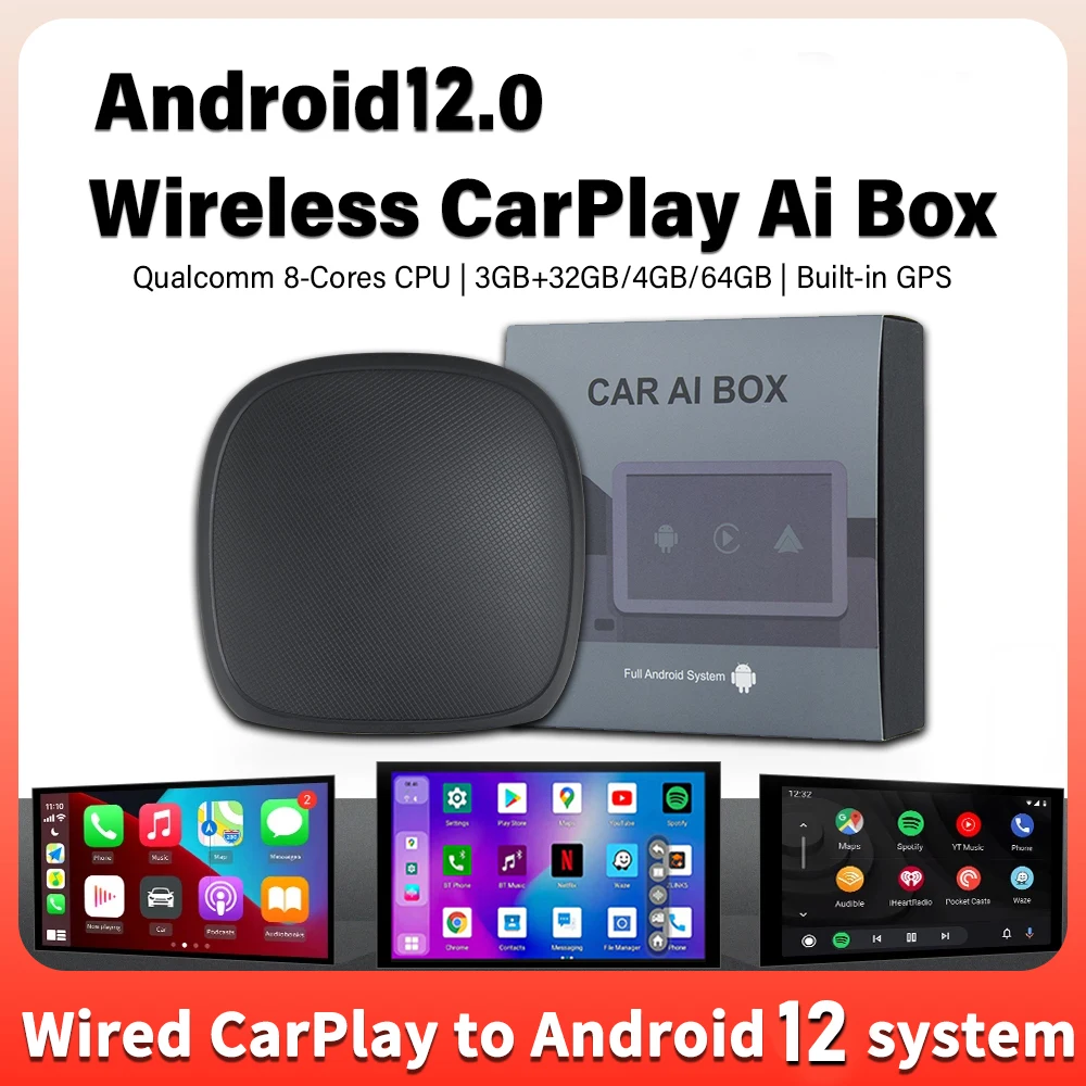 Mini CarPlay Ai Box Android 11 TV Box Wireless CarPlay Android Auto QCM