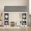 Wooden Twin Size House Bed for Kids,Includes Two Movable Wardrobes,Children Beds Features Cozy Fence and Roof 2
