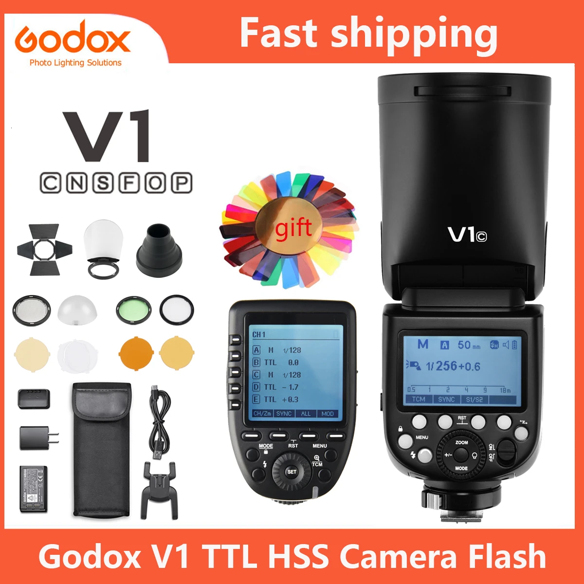 Godox V1 Flash V1c V1n V1s Ttl 1/8000s Hss Liion Battery Camera