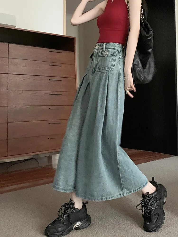 RUNNING HIGH★韓国★人気★skirt layered denim pants 2色 S458b0ffea259449595fbefdfcaaa6