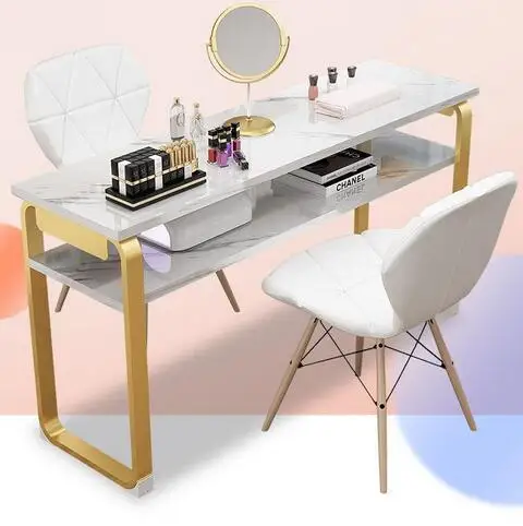 Fashion Net red nail table Japanese chair set economical double triple table simple double nail