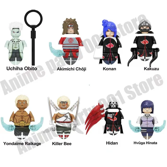 Naruto Sasuke Kakashi Akatsuki Bricks Building Blocks Anime Cartoon Mini Action Figures Heads Assembly Toys Kids Birthday Gifts 3