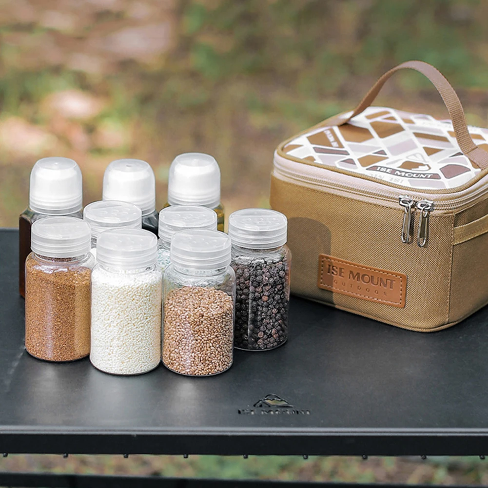 Seasoning Bottle Set Storage Bag Portable Camping Seasoning Dispenser Set Condiment Jars Organizer for Picnic Camping BBQ