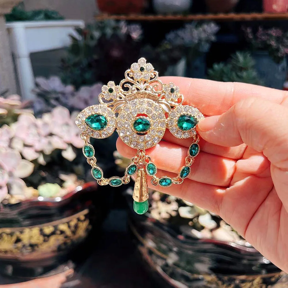 Sunspicems Fashion Bohemia Morocco Crown Brooch For Women Gold