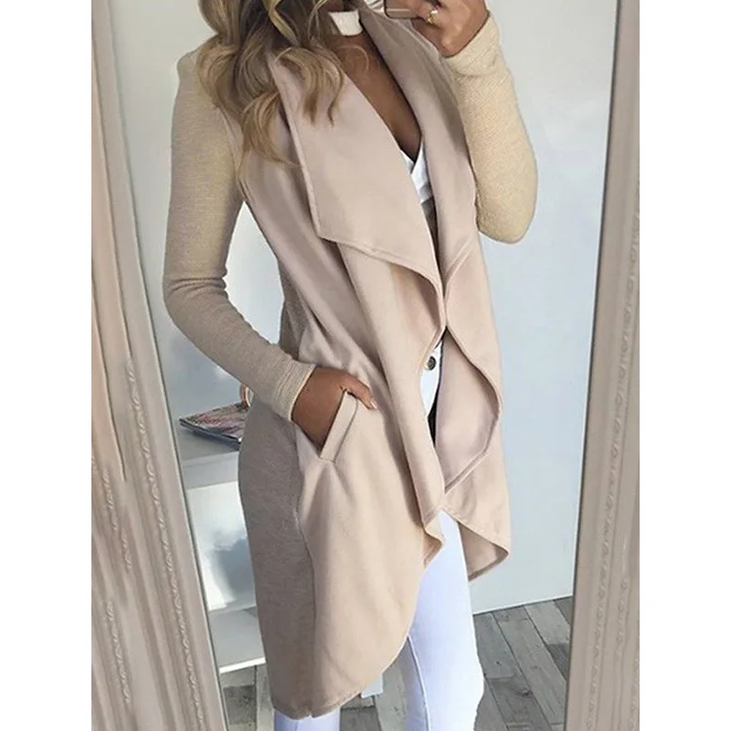 

2024 Spring Women's Long Coat khaki Turn-down Collar Long Sleeve Pockets Loose Coats Female Spring Trendy Casual Ladies Clothes