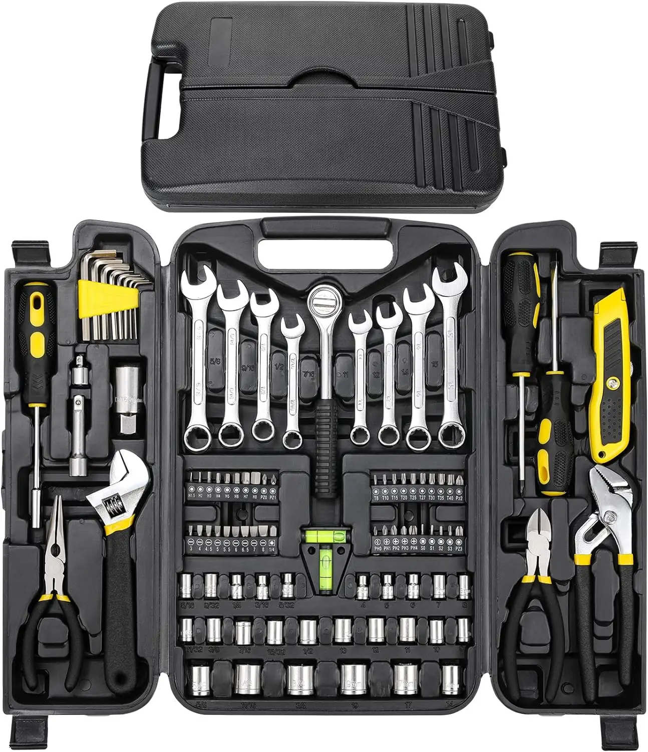 

TLGREEN 95 Piece Tool Set, Tool Kit, Mechanics Tool Set, Portable Toolbox with Adjustable Wrench Pliers Socket Bits,