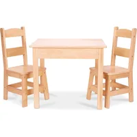 Solid Wood Table and 2 Chairs Set - Light Finish Furniture for Playroom 2
