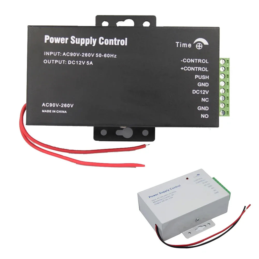 

for 2 Electric Lock System 12V DC Access Control Power Supply Switch 5A Time Delay Adjustable AC100V-240V Input NO/NC/COM Output