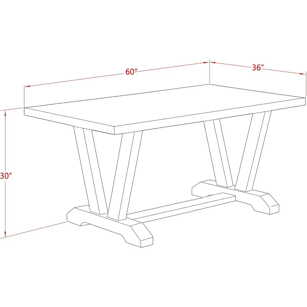 VT626 V-Style Kitchen Dining Table - a Rectangle Wooden Table Top with Stylish Legs, 36x60 Inch, Multi-Color 2