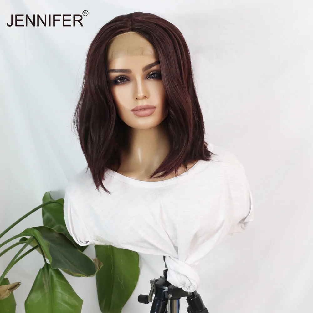 Synthetic Wigs for Women  Middle Part Lace Short  Wave/Straight Hair Pink/Wine Red/613  Color Heat Resistant Fiber Daily/Party