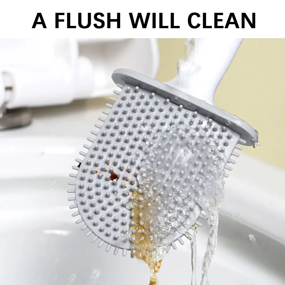Description Picture 6 of itemFloor/Wall-Mounted Toilet Cleaning Brush Soft Rubber Tpr Bristle Toilet Cleaner Brush Bathroom Supplies