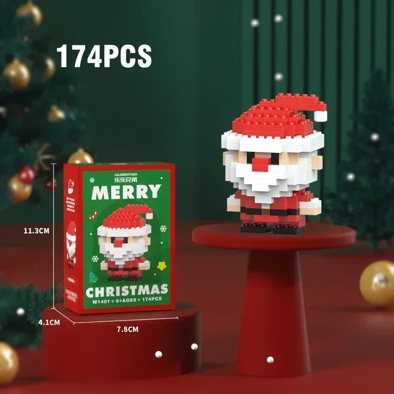 Festive Santa & Reindeer Building Block Puzzle - Holiday Table Decoration Toy