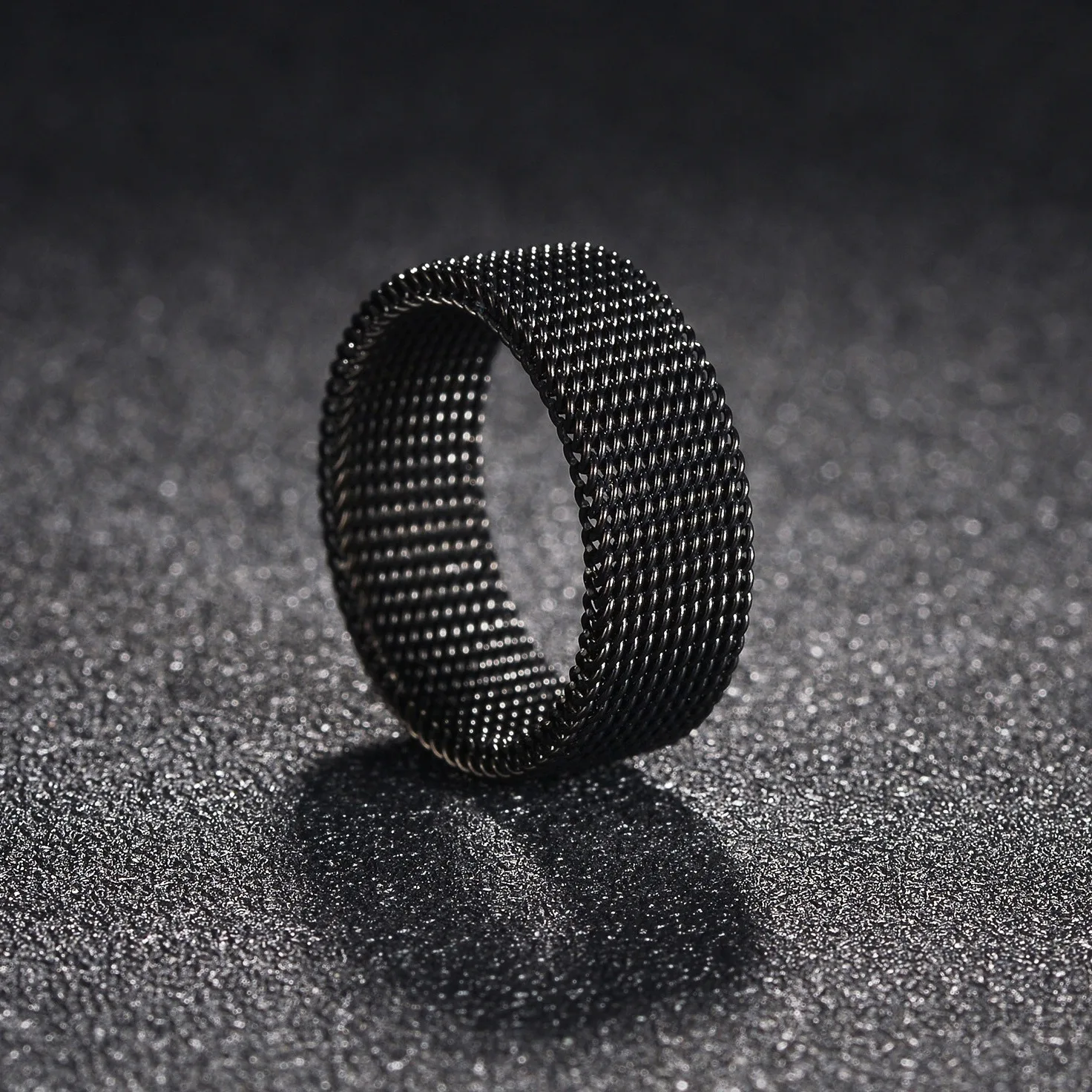 Fashion Elastic Mesh Chain Rings Titanium Stainless Steel For Men Women Wedding Engagement Punk Jewelry Gifts