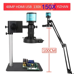Electronics Microscope For Soldering VGA/USB HDMI Microscope Camera 1080P 48/38/13MP 130X Zoom Lens LED Light Stand Cell Repair