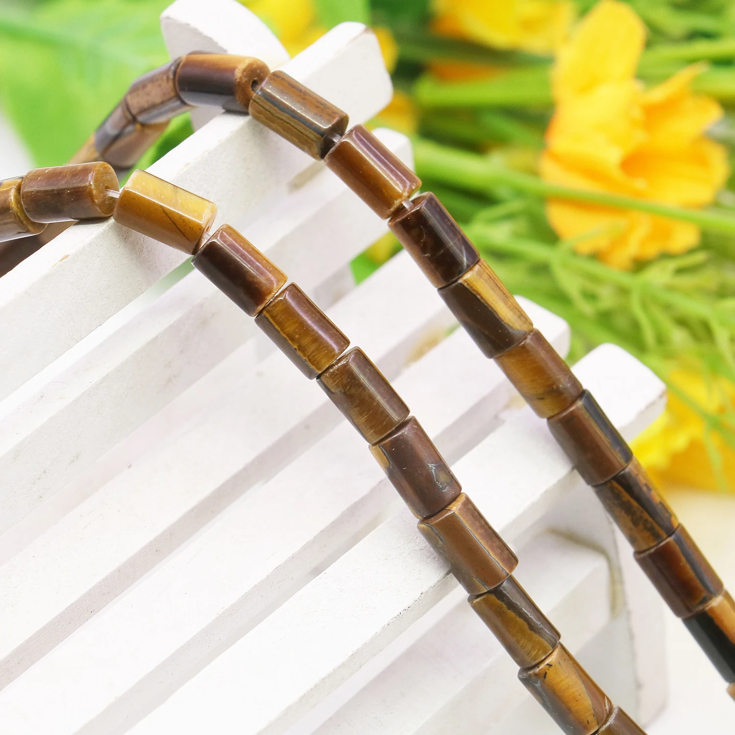 6x9mm Natural Tiger Eye Loose Round Tube Beads, Multi-colored Chalcedony Jade Gemstone Jewelry Necklaces/bracelets for Men/Women