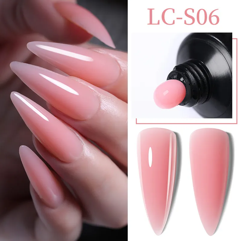 LILYCUTE Nail Extension Gel Bright Pink Semi Permanent UV Hard Gel Nails Finger Prolong White Clear Nude Gel Nail Polish