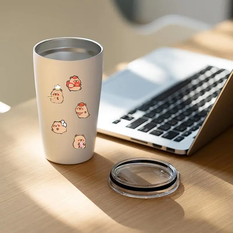 Fun 3D Cartoon Stickers Cute Miniature Scene Stickers Capybara Stereoscopic Visual Stacking House Sticker For Cups Phone Wall 3d stickers 3d wall stickers