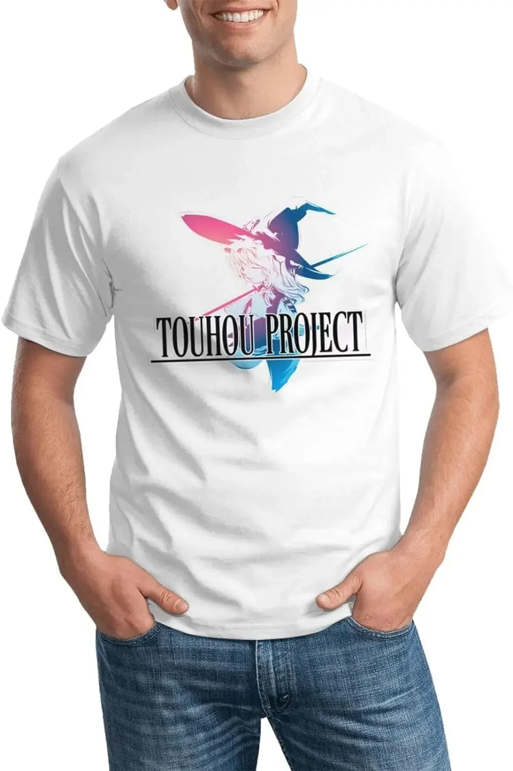 

Футболка Touhou с рисунком аниме Project, Мужская дышащая футболка с коротким рукавом, модные футболки с круглым вырезом, черные топы
