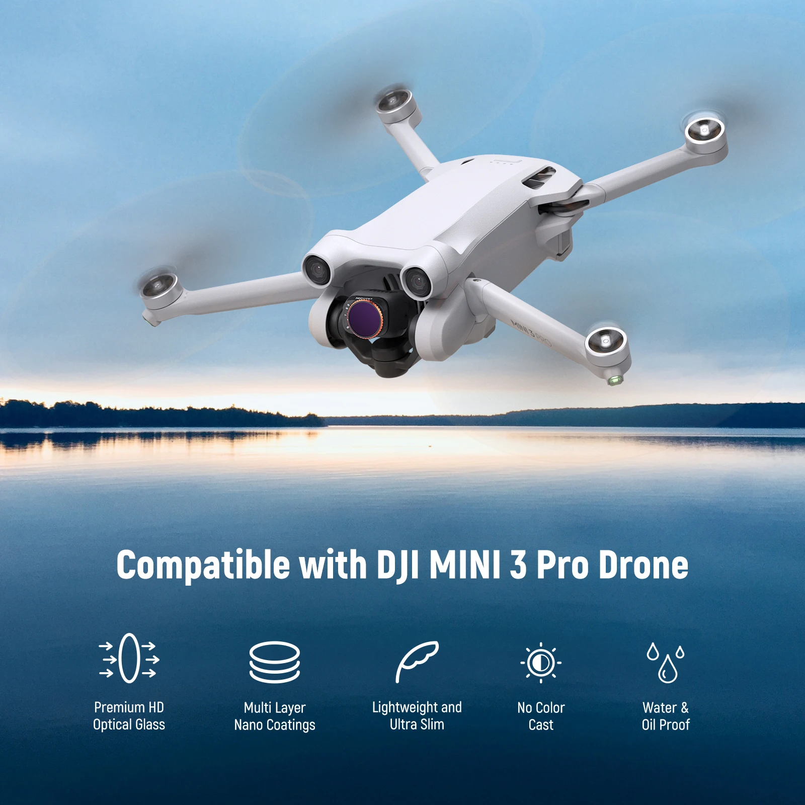 NEEWER Limited Variable ND Filter Kit For DJI Mini 3/Mini 3 Pro 4 pcs ND2-ND32/ND64-ND512 CPL/UV Lens Filte HD Optical Glass 2