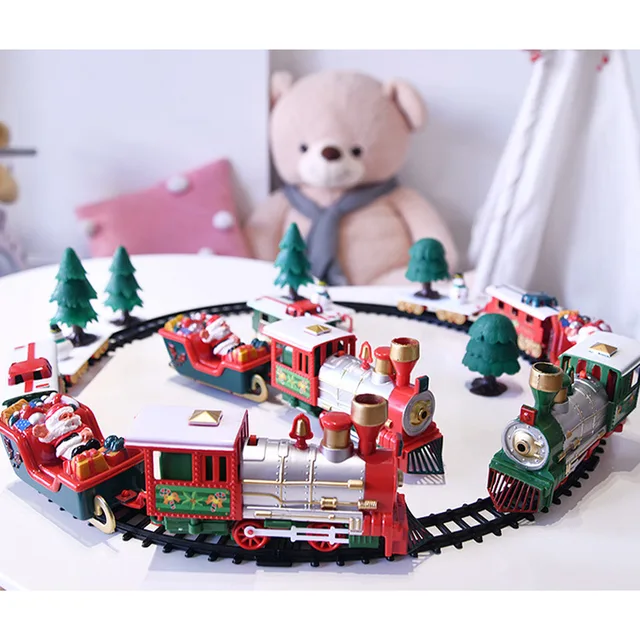 Children's Electric Toy Railway Train Set Christmas Electric Rail Car Train Toy Racing Road Railway Train Model Toys 2