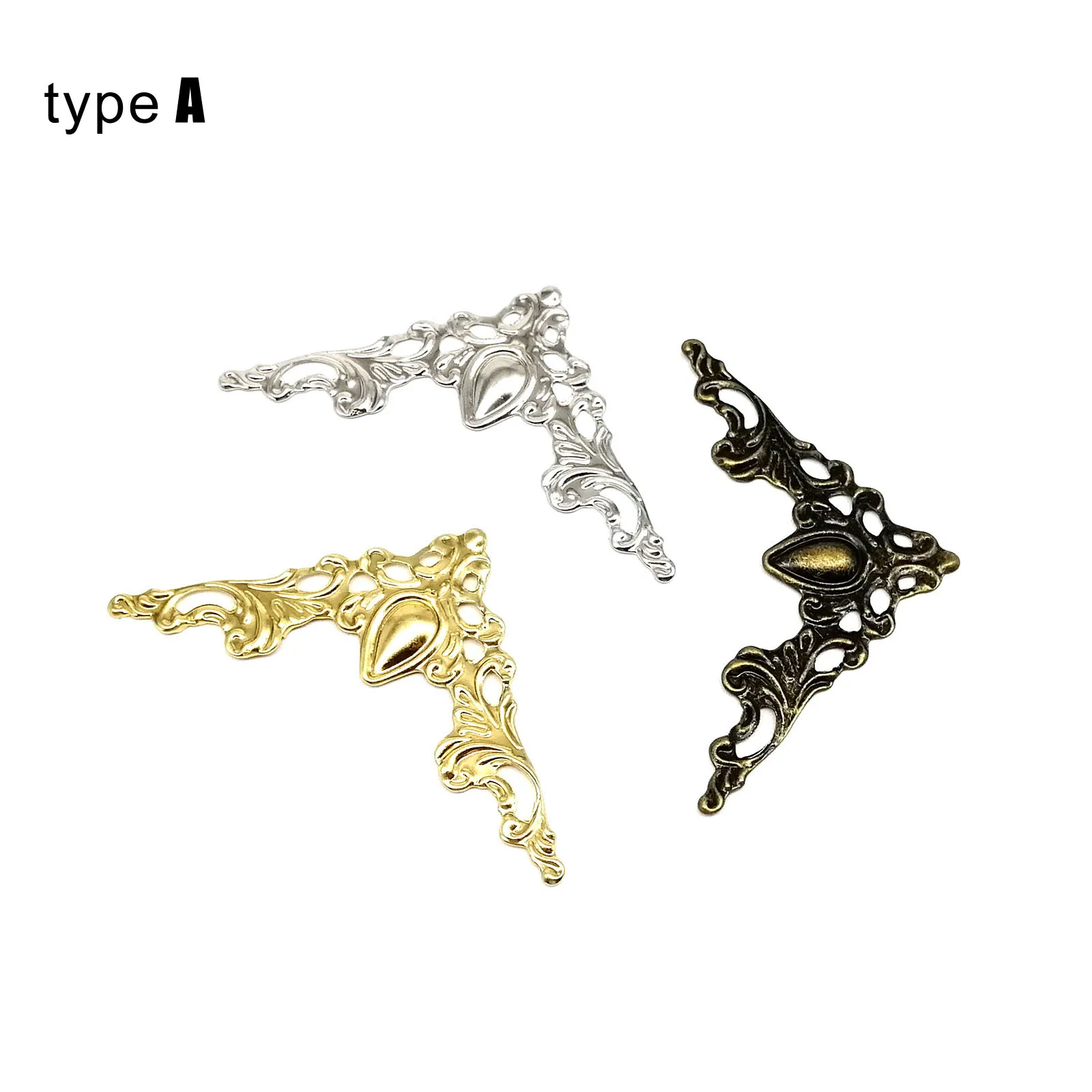 Metal decorative corner cover Edge Protector for Book Scrapbook Photo Album Frame Jewelry Chest Gift Wine Wooden Box Case 12pcs