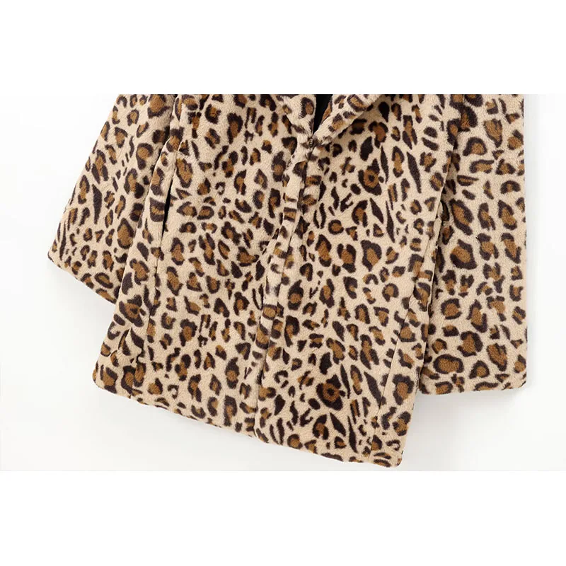 2025 Winter Women Fashion Faux Fur Jacket Coat Vintage Leopard Thick Warm OverCoat Long Sleeve Casual New Outerwear ﻿