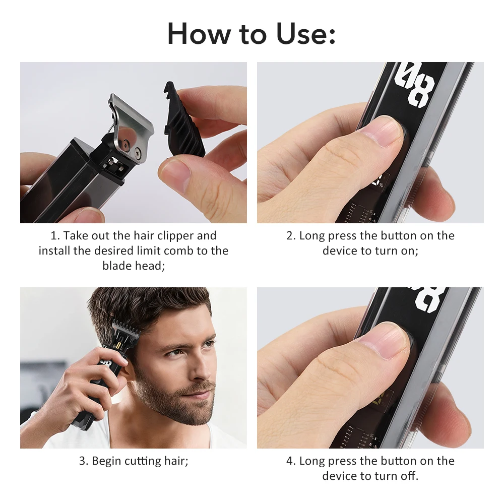 T9 LCD Hair Clipper Electric Hairdresser Oil Shaving Head Electric Pusher Carvin