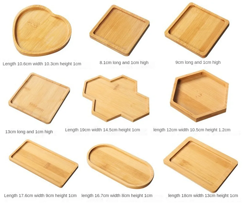 Description Picture 3 of itemMulti Bamboo Tray Wood Saucer Flower Pot Tray Cup Pad Coaster Plate For Kitchen Decorative Plate Creative Coaster Coffee Cup Mat