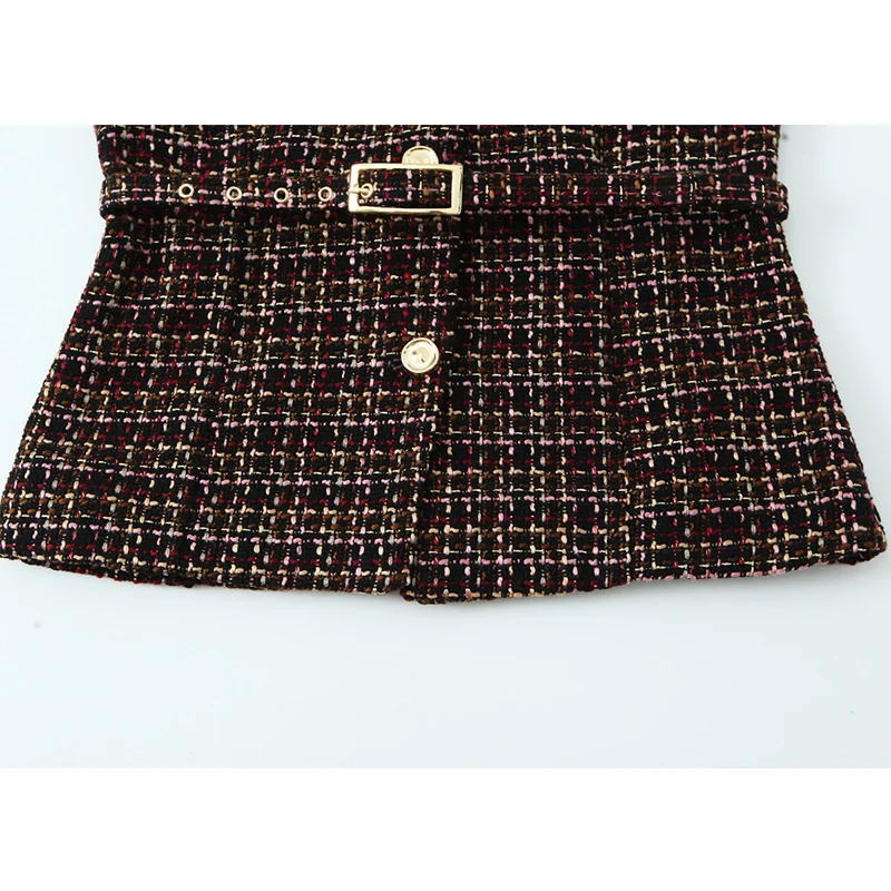 Women's Vest Autumn 2025 New Fashion Textured Waistcoat Woman Button Sleeveless Vests for Women Chic With Belt Outerwears