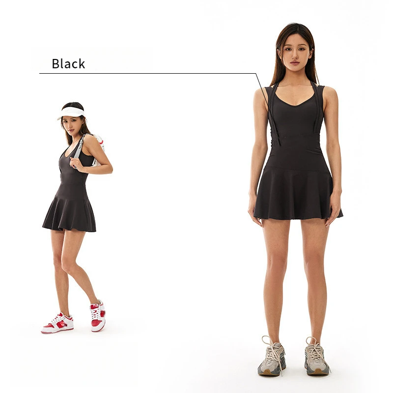 Back Shaping Dress Short Running Tennis Skirt Yoga Clothes Exercise Workout Sports Fitness Breathable Yoga Nude Tennis Clothing