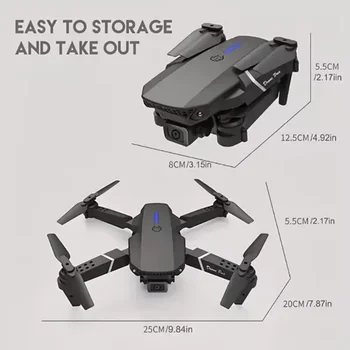 Professional Drone E88 4K Wide-Angle HD 1080P Camera WiFi FPV Height Hold Foldable RC Drone Quadrotor Helicopter Children's Toys 5