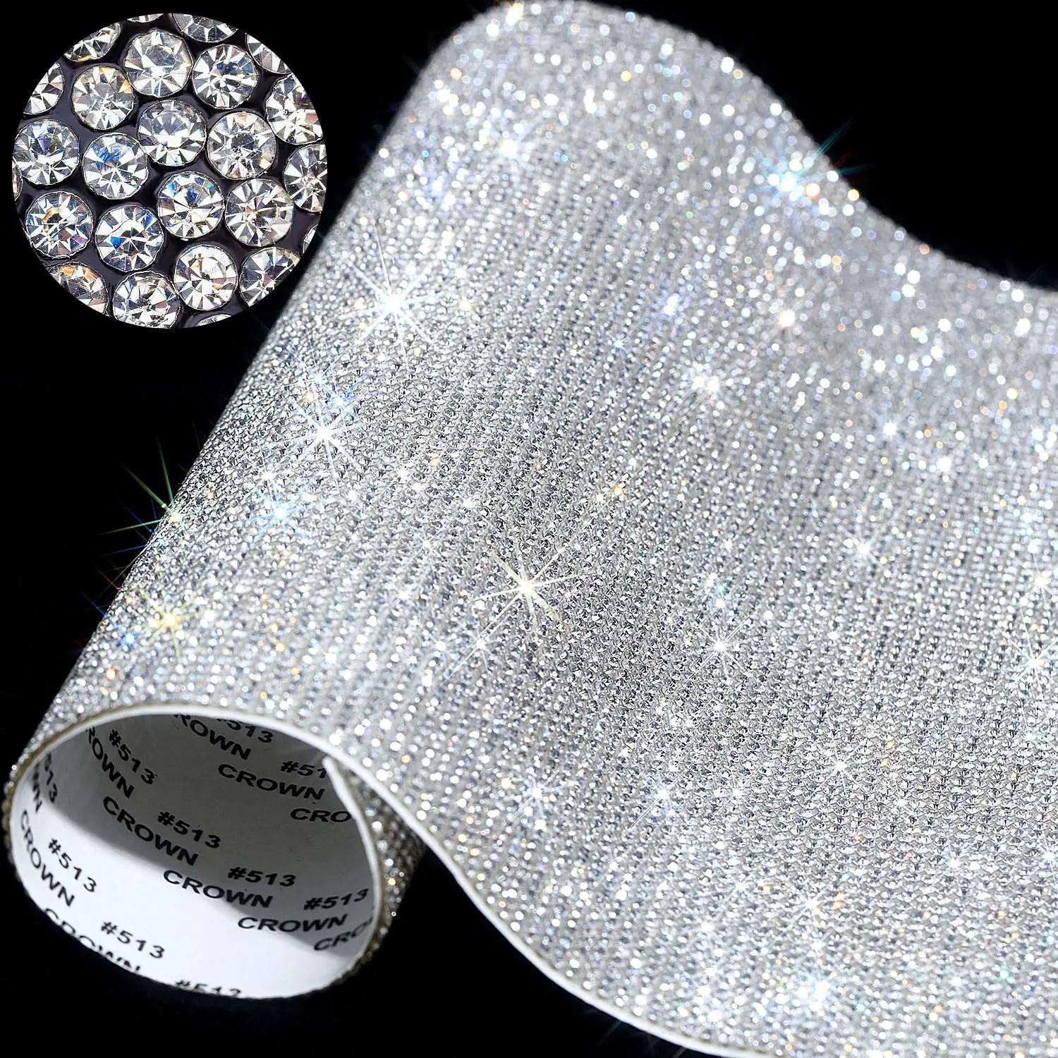 Rhinestone double heart stickers self-adhesive decoration 4 pcs.