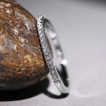 Anelli di fidanzamento di nozze di cristallo dell'argento sterlina 925 per i monili di modo delle ragazze delle donne regalo di san valentino all'ingrosso
