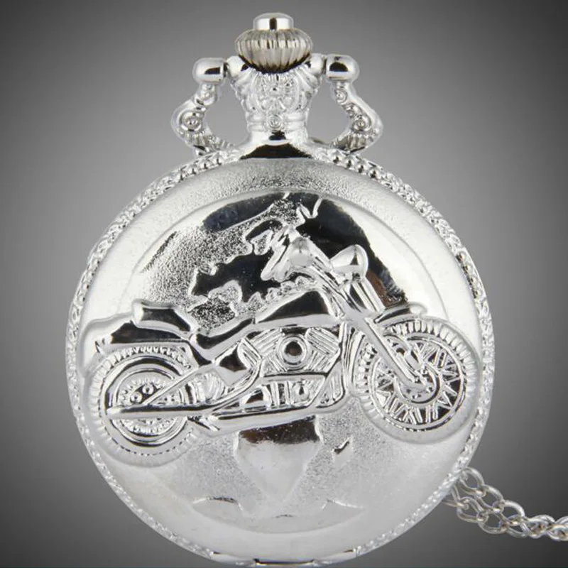 

Retro Motocycle Pattern Quartz Pocket Watch Necklace Pendant Chain Gift For Men Women