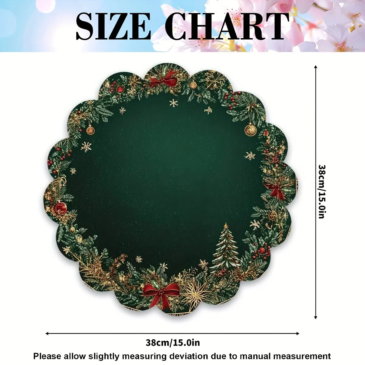 2/4pcs Round Placemats For Dining Table, Christmas Created-Emerald Green Golden Pattern Round Table Mats,Best For Christmas_voghion.com