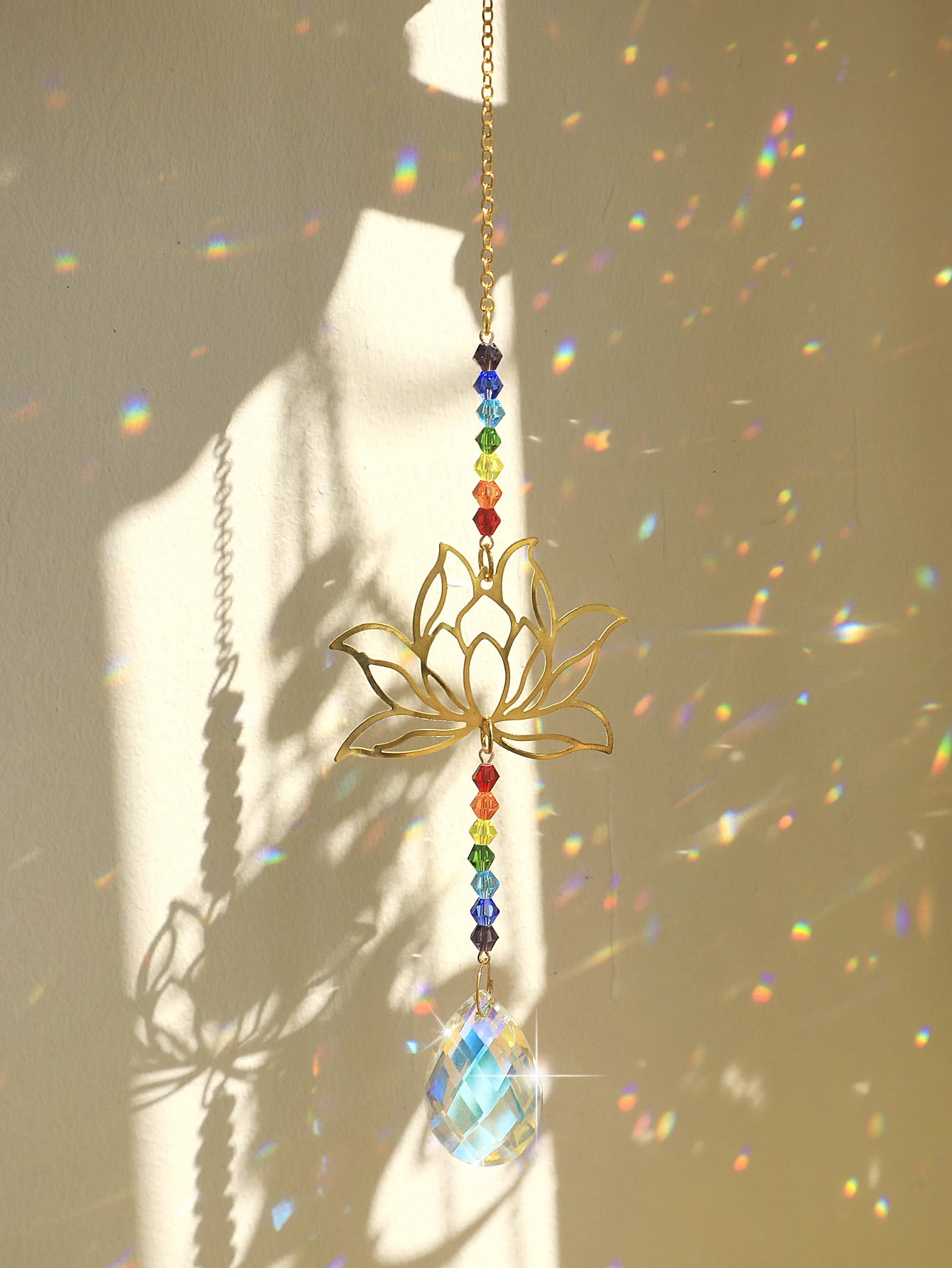 Lotus Crystal Sun Catcher Suncatcher Rainbow Maker Chakra Light Catcher Stained Glass Window Outdoor Garden Decoration crafts