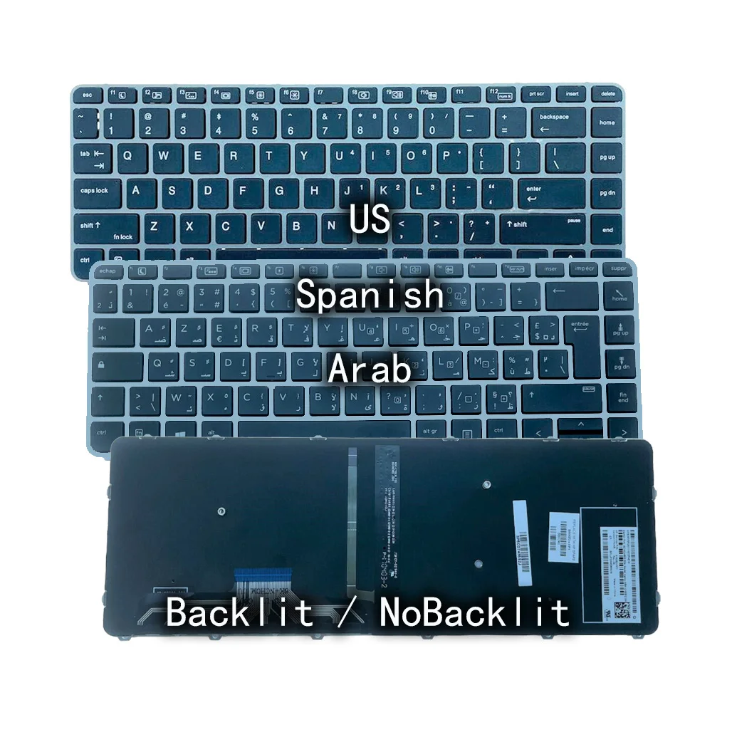 Nuova Tastiera Retroilluminata Per Laptop Us Sp Ar Per Sostituzione Pc Notebook Hp Elitebook Folio 1040 G3