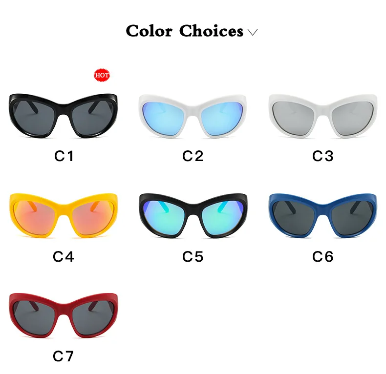 Y2K Übergroße Sonnenbrille Damen Dame Trendy Big Frame Vintage Wrap Around Sonnenbrille Mode Futuristisch Punk Silbertöne 2000er Jahre – Detail 4