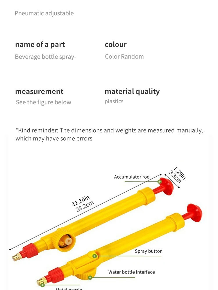 Description Picture 4 of itemRandomly Select One in Blue and Red Manual High Pressure Air Pump Manual Sprayer Adjustable Drink Bottle Spray Head Nozzle Garde