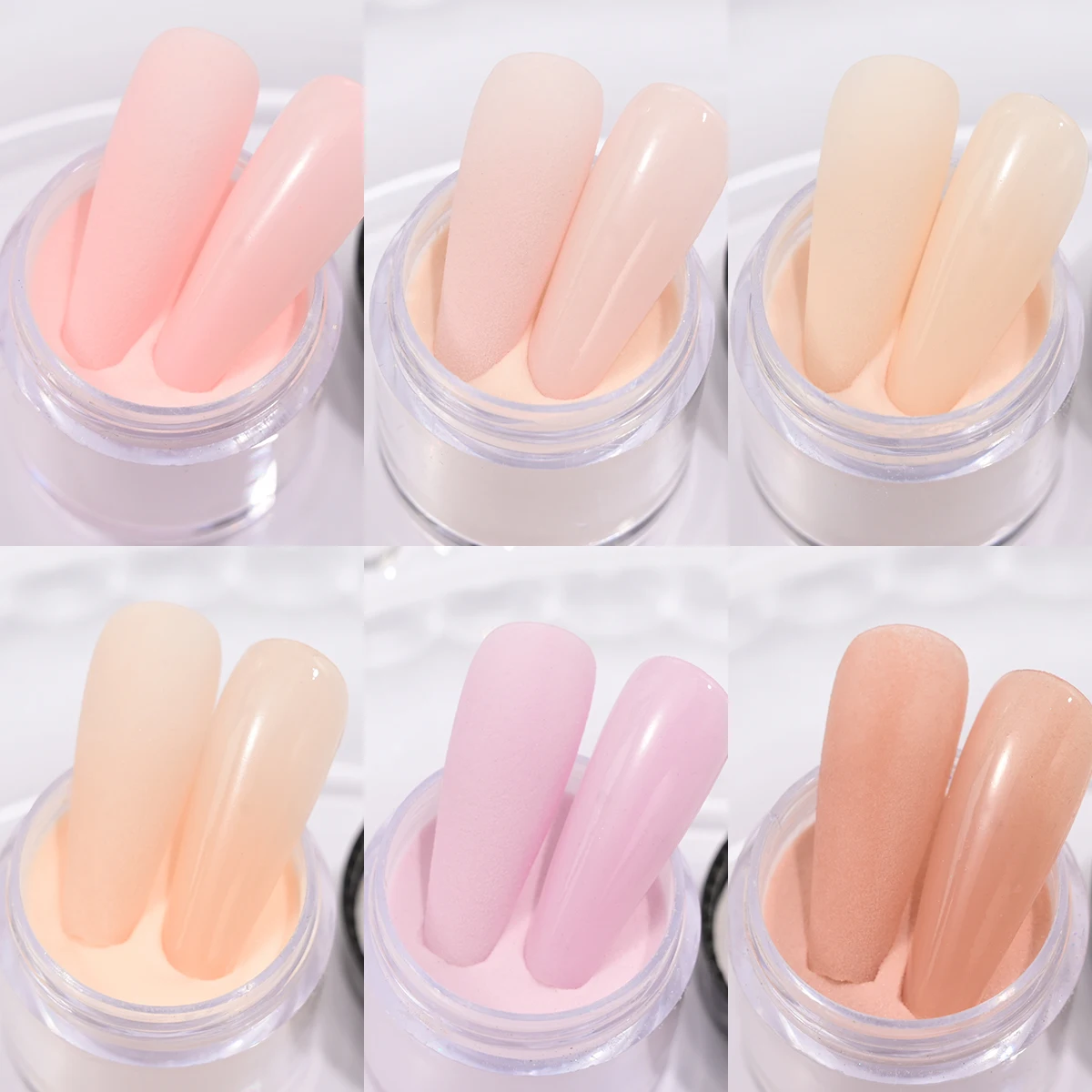 6Jars/set Professional Nude Pink Crystal Powder 3IN1 Pink Acrylic Powder Extension/Carving/Dipping Manicure Crystal Powder &*& 4