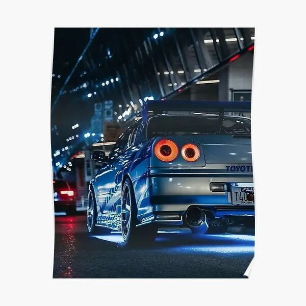 

Плакат Nissan Gtr R34, художественное украшение, винтажный Настенный декор, картина для комнаты, Современная Настенная картина для дома, забавная, без рамки