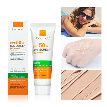 뉴 틴티드 페이셜 선스크린 크림 Spf 50 오일 프리 안티 UVA/UVB 바디 페이스 선스크린 히알루론산 스킨 케어 50g, 자외선 차단제