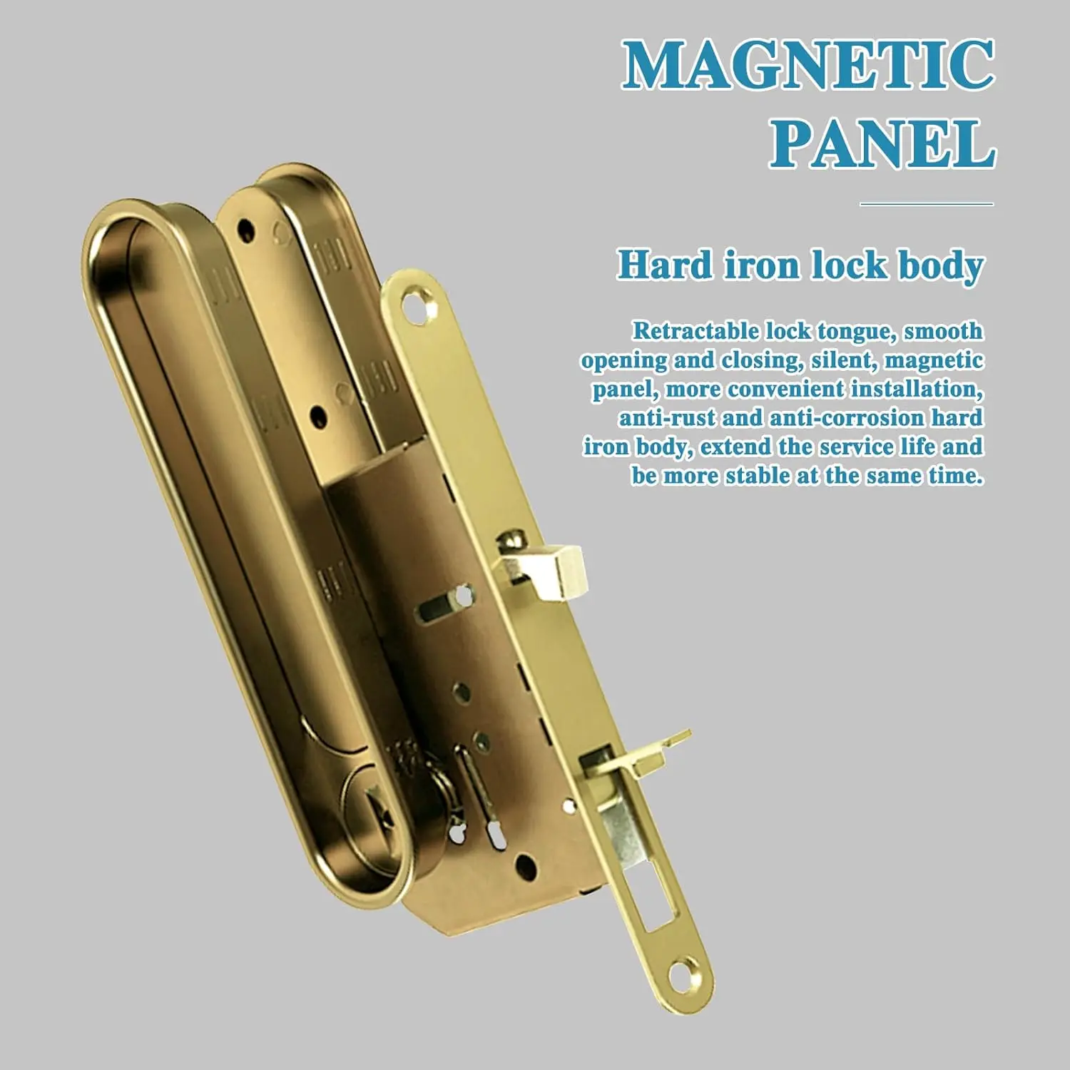Pocket Door Lock Hardware with Pull Recessed Handle Latch Invisible Sliding Door Lock for Bedroom Kitchen Barn