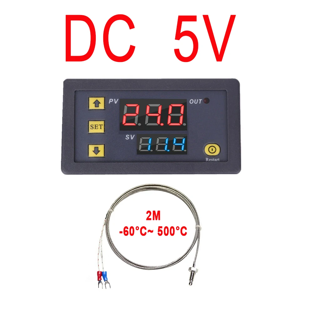 Digital Temperature Control LED Thermostat Regulator with Probe Line for Heat/Cooling Management