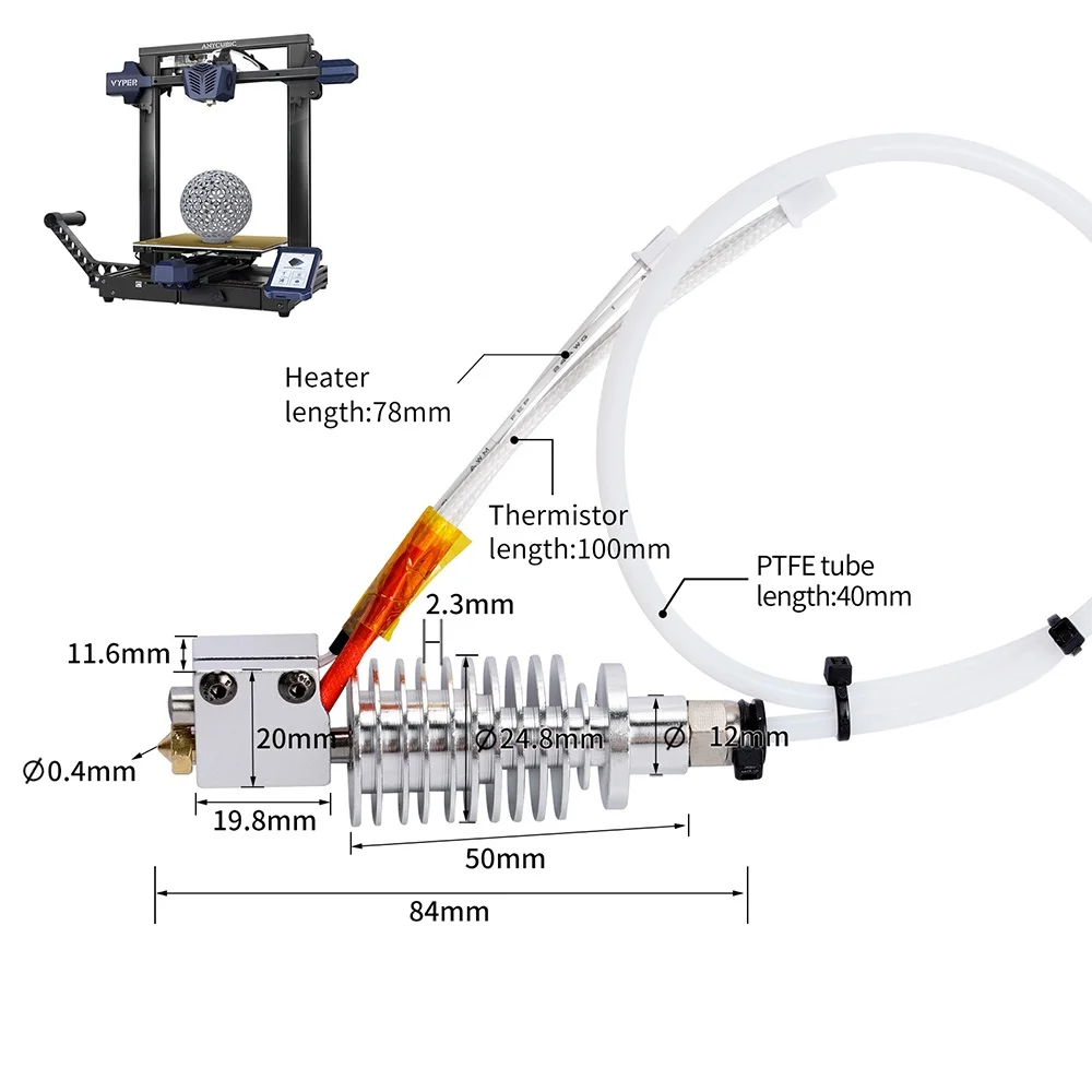 24V 40W 3D Printer Hotend For Anycubic Vyper Kobra Max Kobra Plus V5 Hot End 3D Printer Parts Remote Bowden Long Distance J-Head images - 6