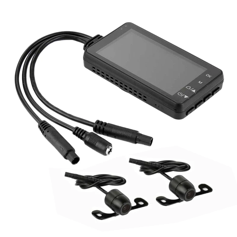 

Black 5.0MP IP65 Waterproof Motorcycle 3" LCD Dual Action Lens DVR Logger Camera Video Recorder New