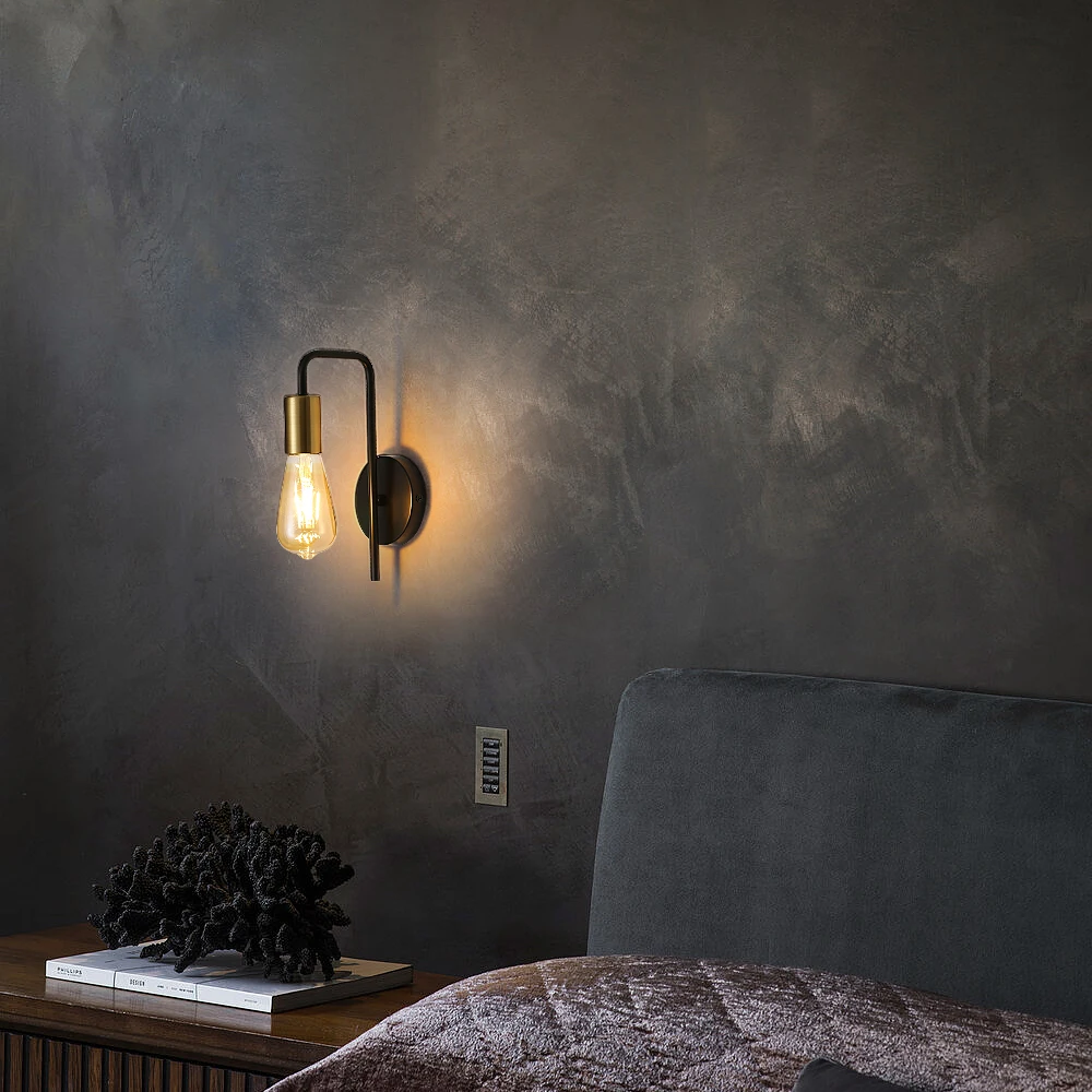 2 Pack Wall Lights,Retro Wall Lamp with E27 Black Gold Metal Bedroom Lamps for Living Room Hallway（Bulb not included）: 3 - 5 Days Free Delivery Only UK