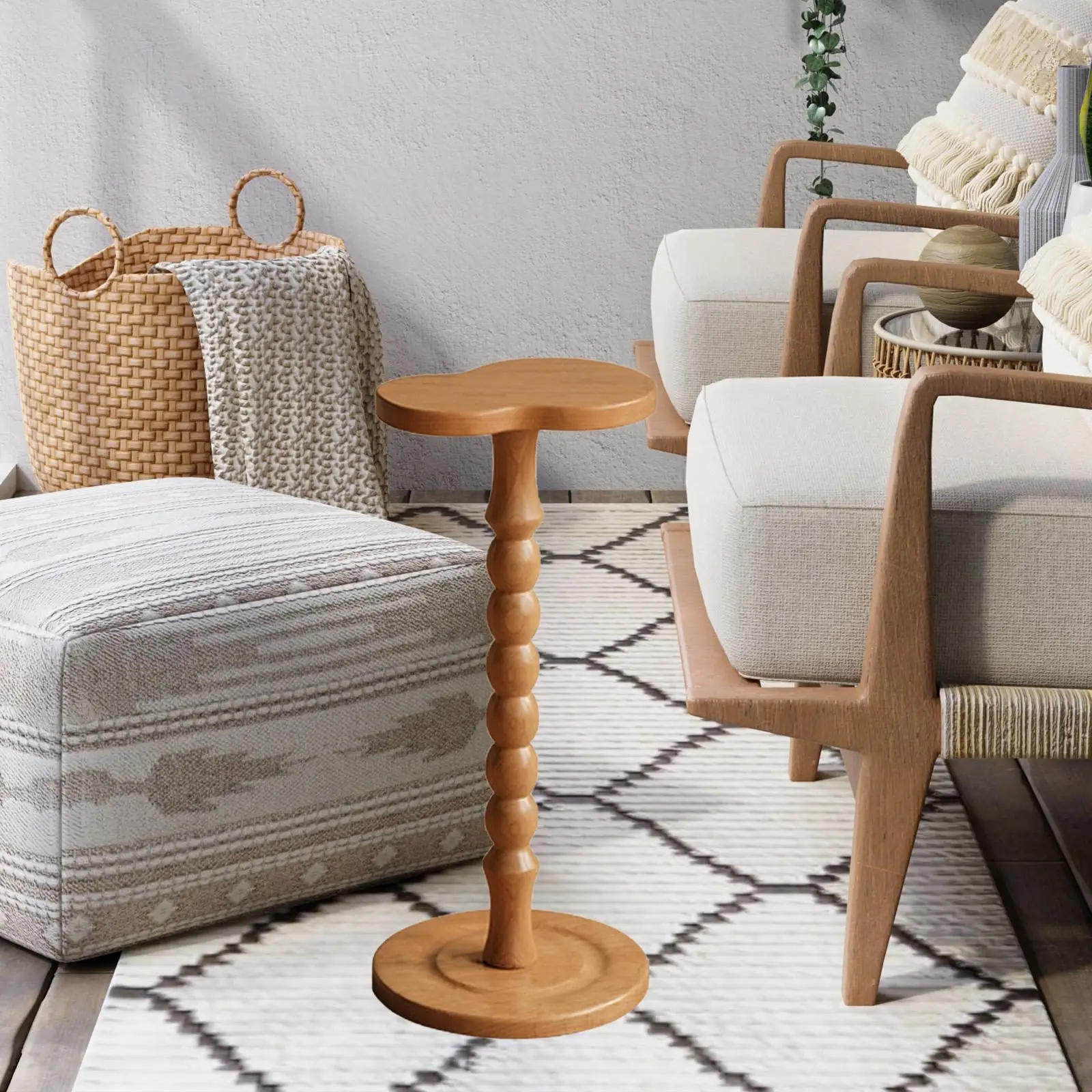 Wooden Side Table Drink Desk Side Desk Entryway Furniture Small End Table NightStand for Laundry Couch Yard Corners Farmhouse