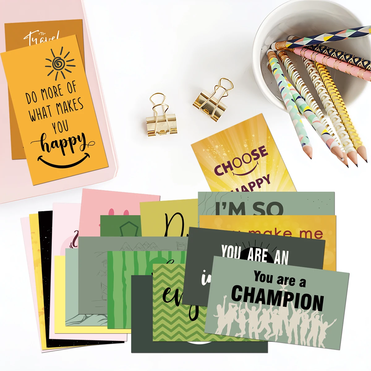60PCS Inspirational Kindness Appreciate Gratitude Business Cards Encourage Mini Note Cards For Student Kids Motivational Cards business cards,mini greeting cards