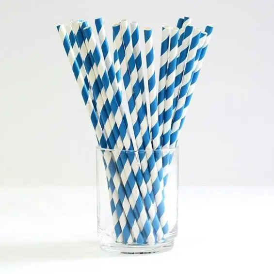 1000 Bulk Paper Drinking Straws Blue White Eco-Friendly Biodegradable for Birthday Parties Takeaway